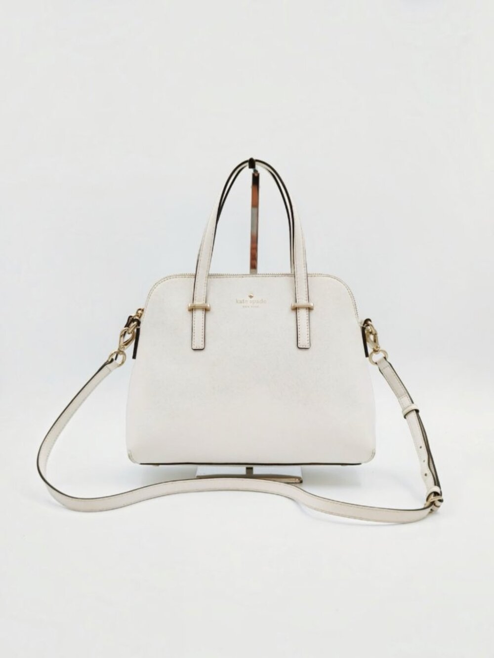 Kate Spade New York Cream Saffiano Leather Satchel Shoulder Bag Crossbody